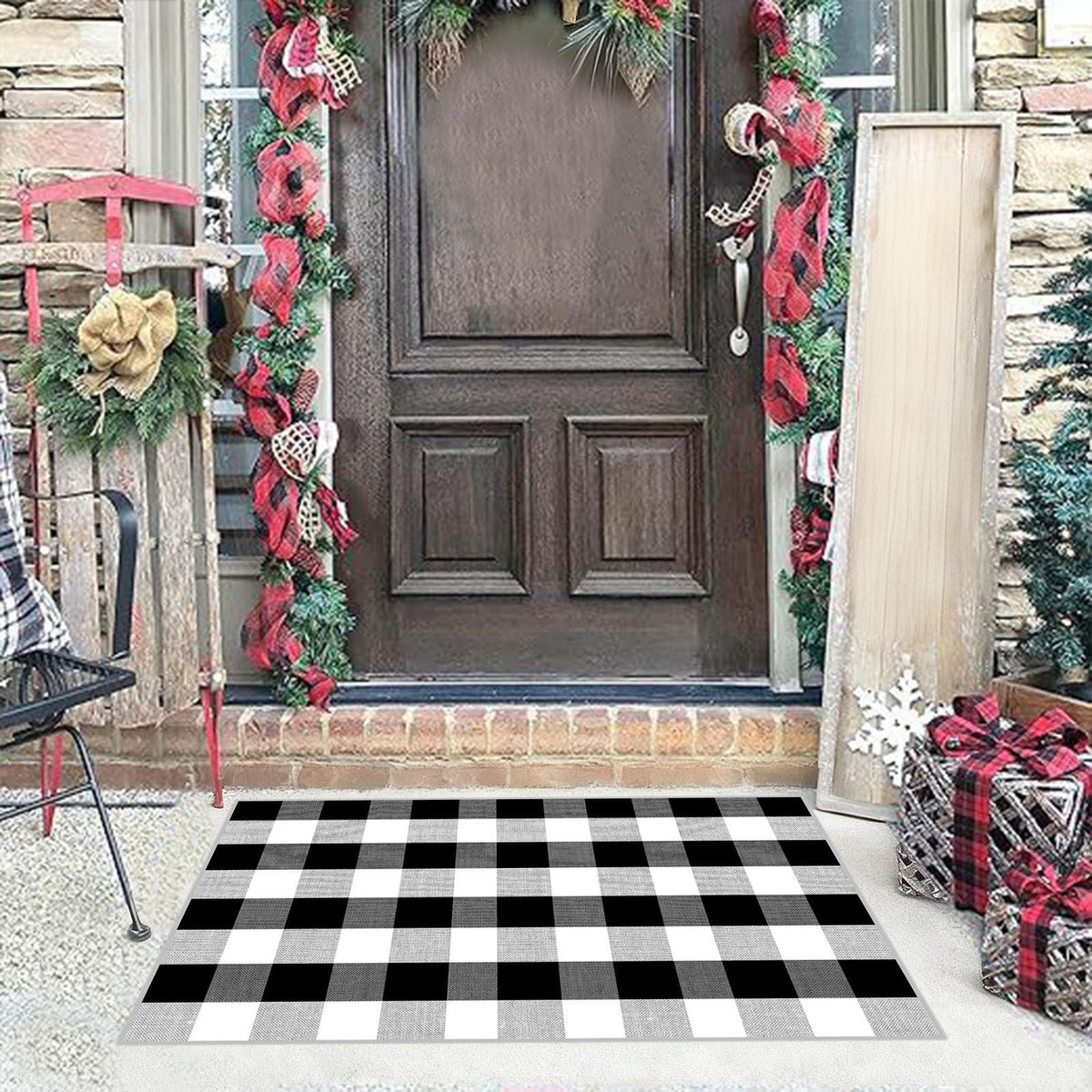 sruoe Halloween Door Mat Durable Non-Slip Halloween Decorations Outdoor, Outdoor Rugs for Patio with Rubber Backing, Front Porch Entryway, Easy Clean Absorbent Fade-Resistant.