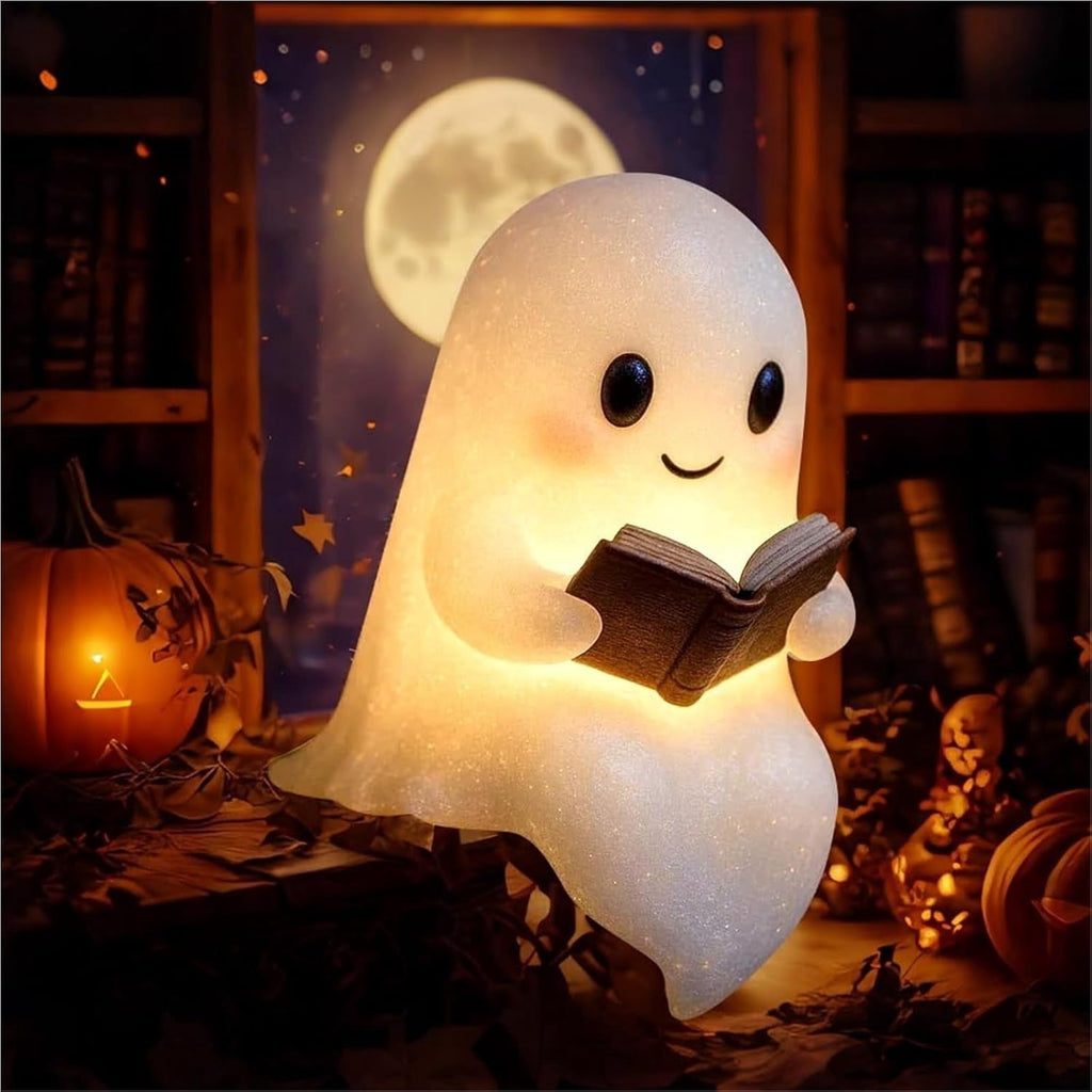 Halloween Ghost Night Light, Cute Ghost Playing The Guitar Lamp, Ghost Warm Lighted Figurine Lamps for Party Bedroom Study Room Home Dorm, Halloween Decor Indoor