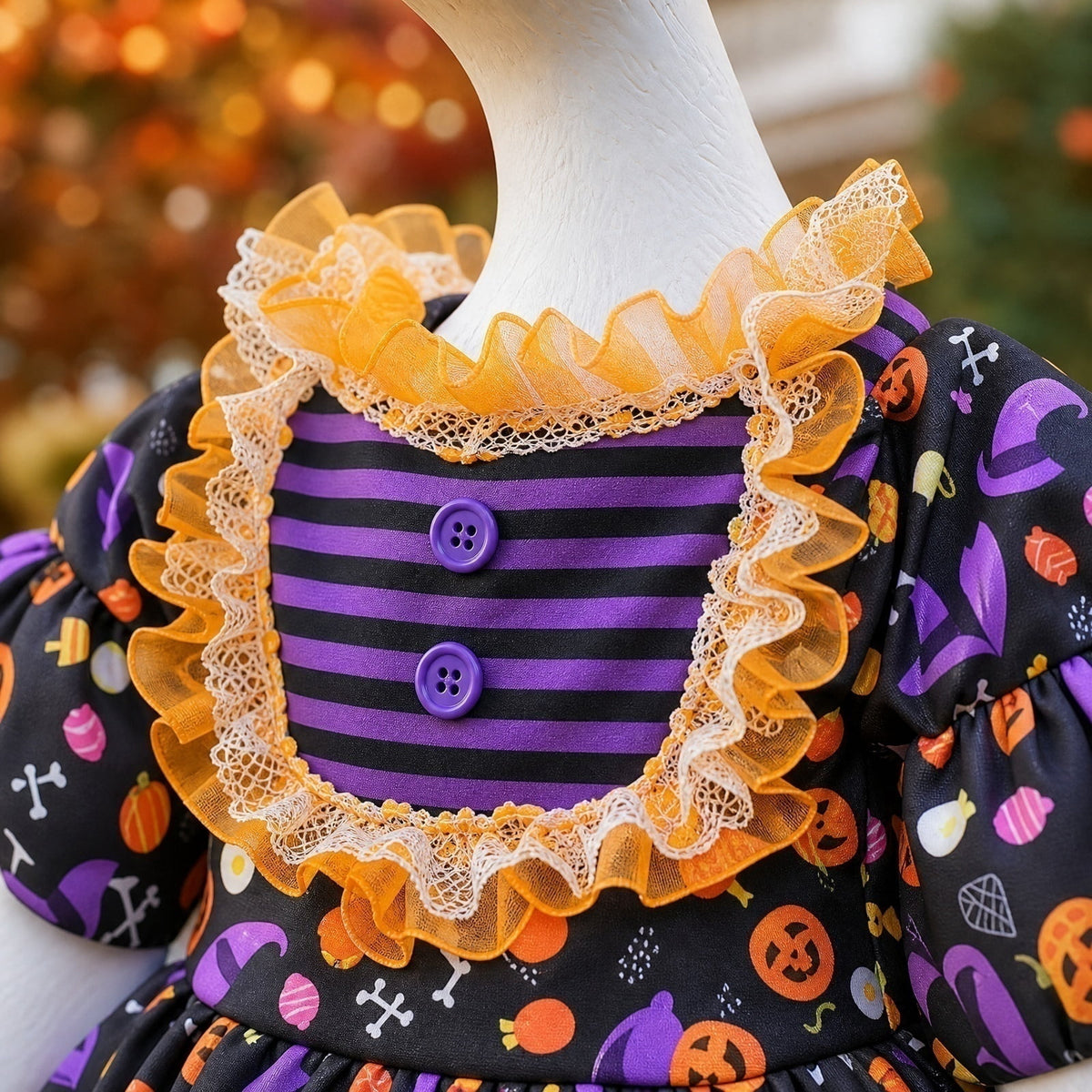Halloween Garden Porch Decor, Porch Goose Outfits Halloween, 23 Inch Porch Goose Outfits, Witch Dress and Hat Set, Fits 23X11X26 Inch Standing Plush Goose for Front Porch Lawn
