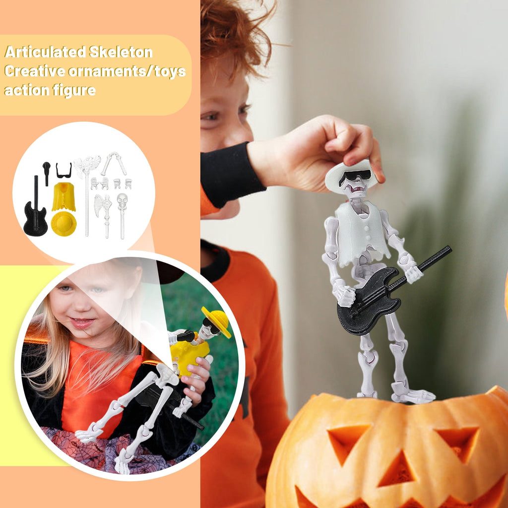 Joint Human Skeleton Doll Trick Toy Creative Ornaments Assembly Toy Movable Doll With Multiple Weapons For Desk Backpack Decoration Stress Relief Sketching Practice Festival