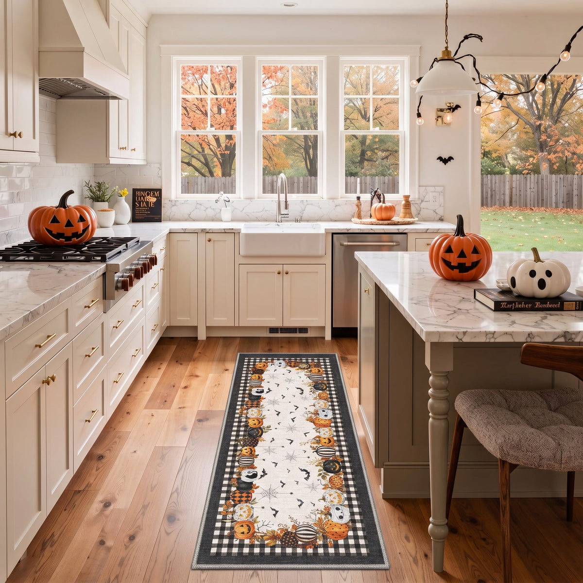 KUETH 3'x5' Halloween Machine Washable Area Rug, Non-Slip Rugs for Living Room, Bedroom and Dining Room, Orange