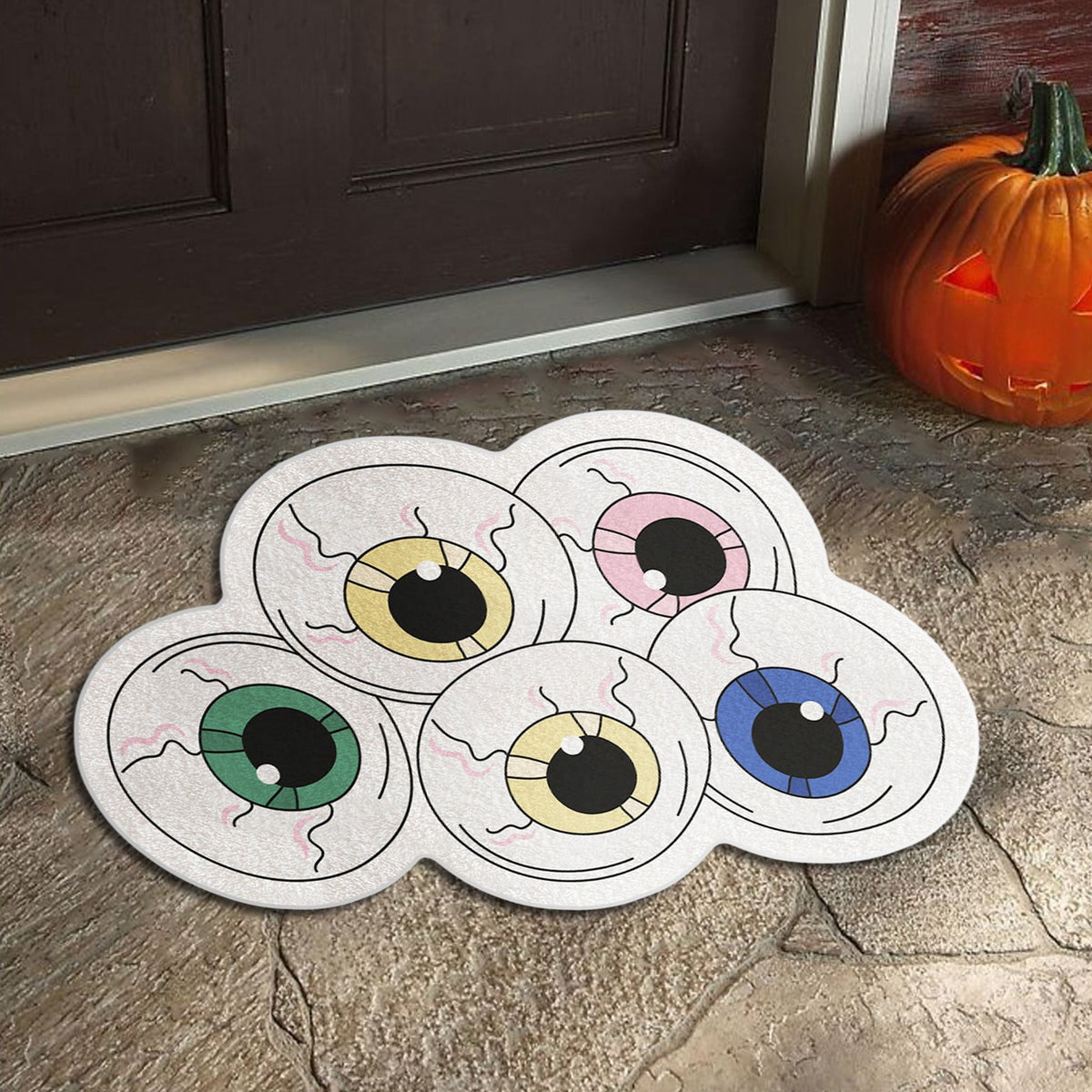 Xuniizn Halloween Mat, 16X24" Velvet Halloween Door Mat for Outside Entrance, Spooky Halloween Rug for Outdoor & Indoor, Non Slip Washable Halloween Doormat, Halloween Bathroom Decor