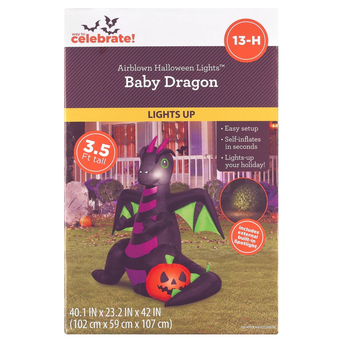 Baby Dragon Airblown Yard Inflatable, Multicolor, 3.5', Halloween by Way To Celebrate