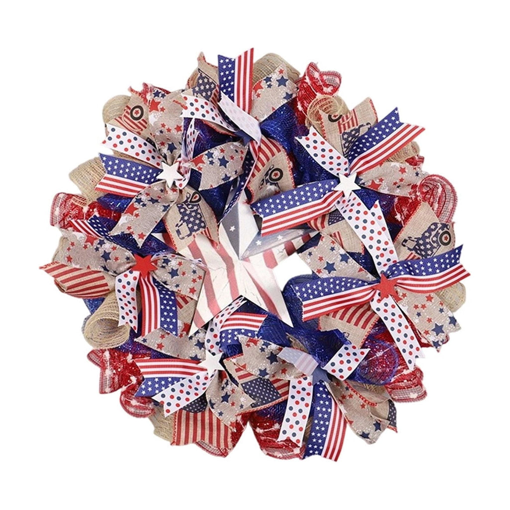 Nkmbld 4th of July Wreaths for Front Door, Independence Day Wreath Red White Blue Flower Wreath for Independence Day Memorial Day Flag Day Decor