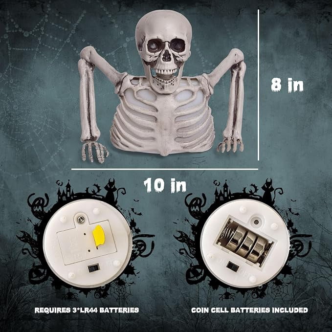 Presence 10 inch Halloween Colorful Groundbreaker Skeleton, Different Light Colors,Halloween Decorations