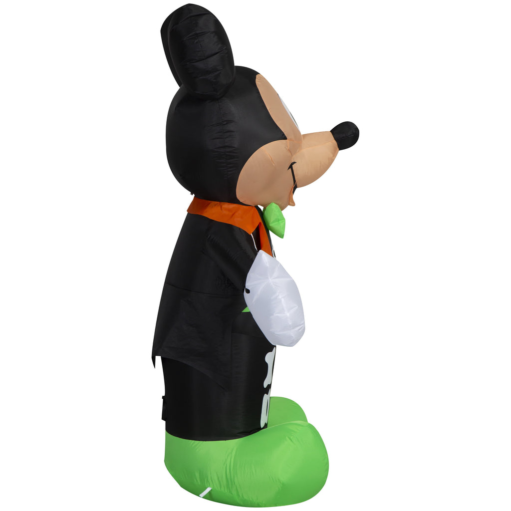 Airblown Halloween Yard Inflatables Light Mickey Mouse in Skeleton Tux Disney, 5 ft