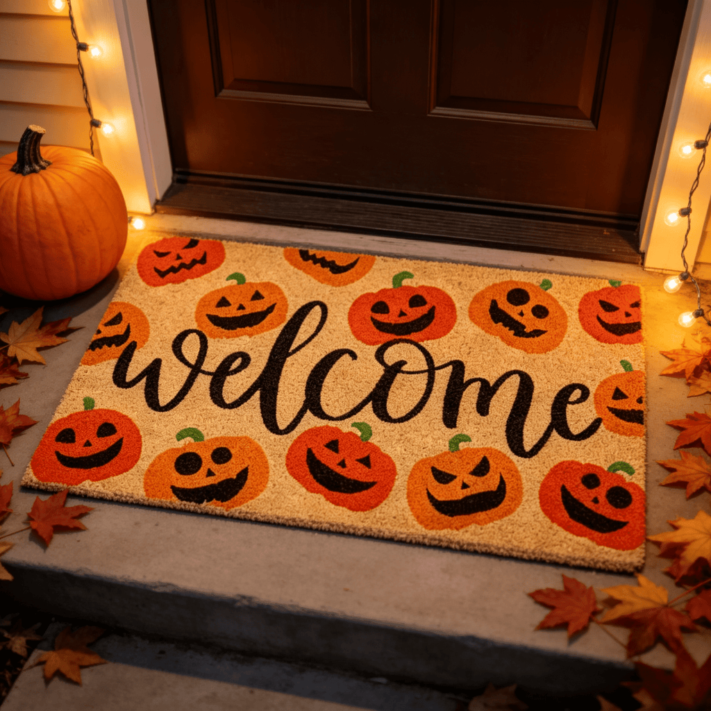 Halloween Pumpkin Doormat, Soft Non-Slip Indoor Outdoor Welcome Rug for Entryway Porch and Front Door
