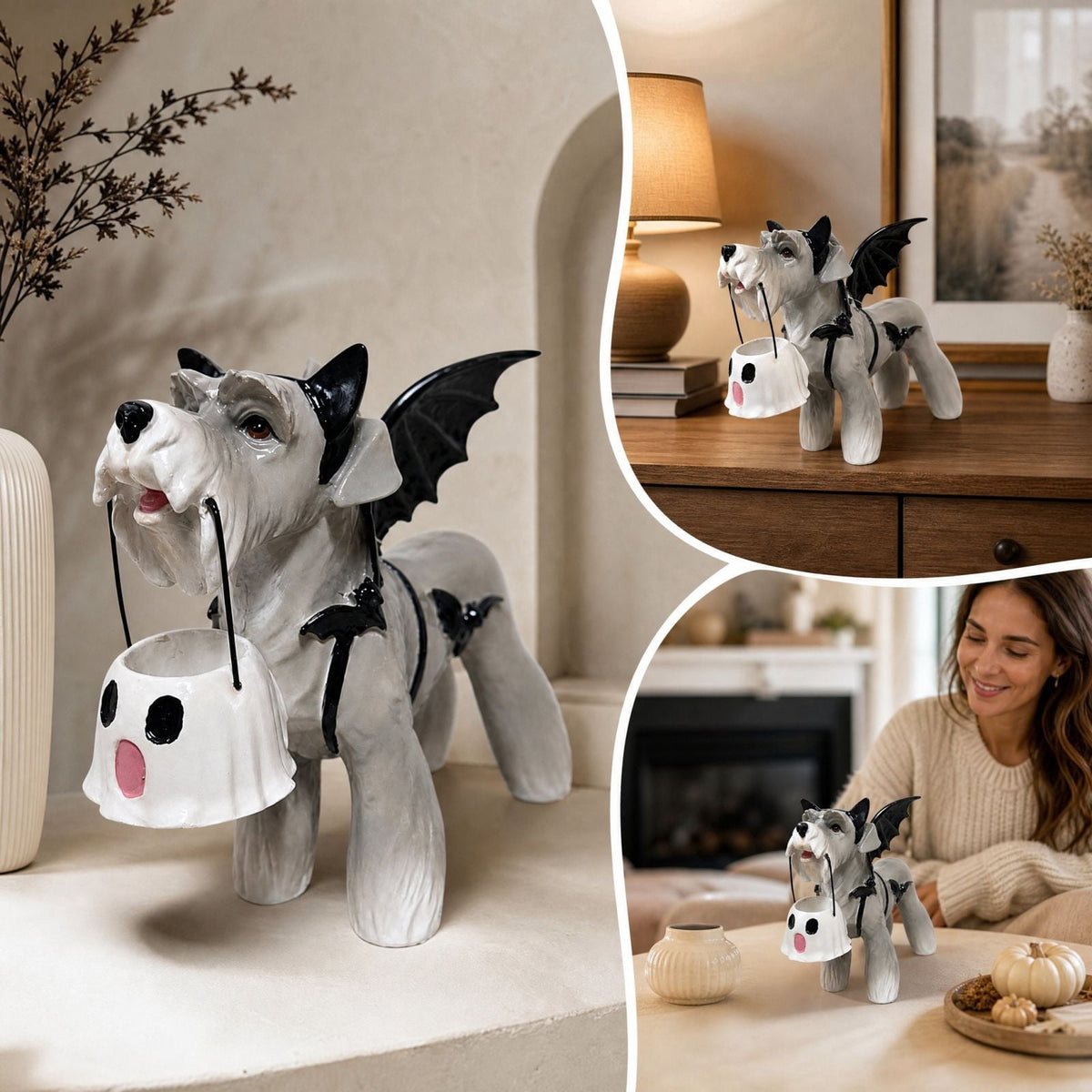 2026 New Halloween Light‑Up French Bulldog Figurine, Shark Outfit Dog Statue with Glowing Pumpkin, Waterproof Resin Table Holiday Decorations, Cute Spooky Halloween Decorations for Porch Yard Home