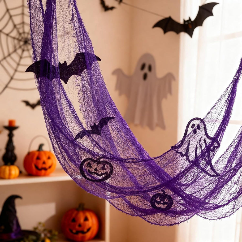 CQHVKQ 5 Pack of Halloween Creepy Gauze Cloth Decoration Set, Indoor Outdoor Black Scary Halloween Gauze Tapestry Decor, Spooky Decorations for Home, Yard, Haunted House & Party Supplies, 72" x 30"
