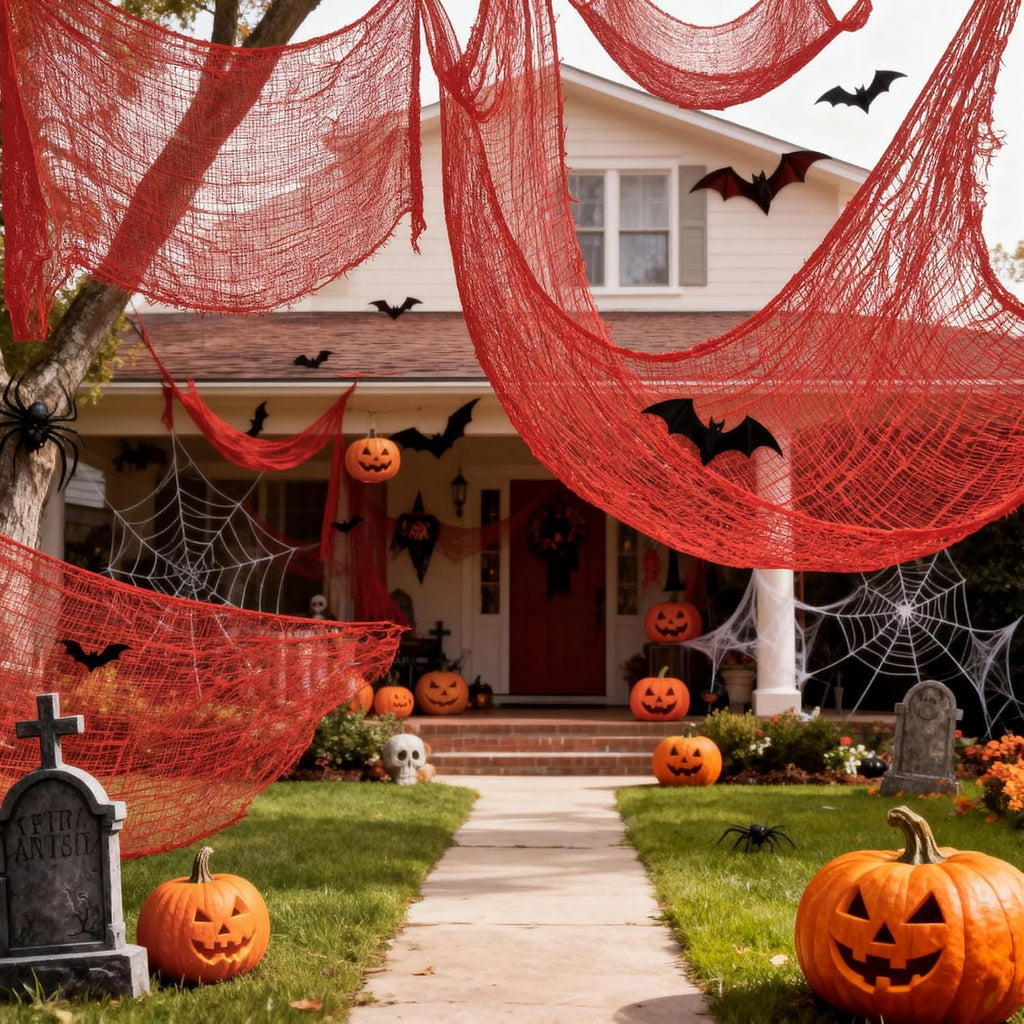 CQHVKQ 5 Pack of Halloween Creepy Gauze Cloth Decoration Set, Indoor Outdoor Black Scary Halloween Gauze Tapestry Decor, Spooky Decorations for Home, Yard, Haunted House & Party Supplies, 72" x 30"