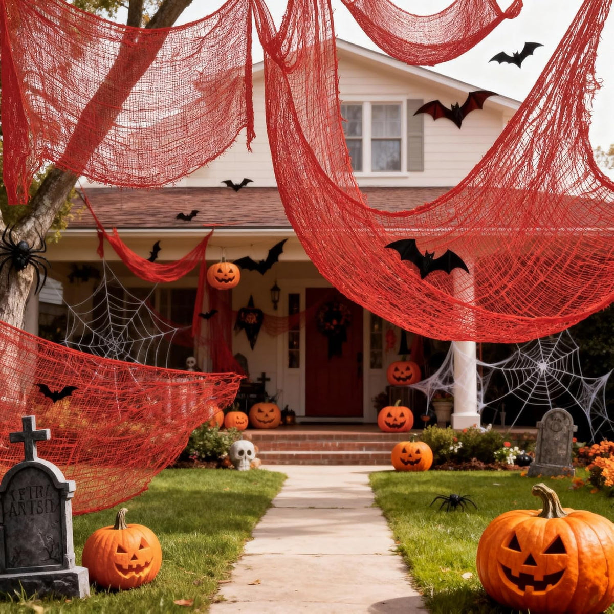 CQHVKQ 5 Pack of Halloween Creepy Gauze Cloth Decoration Set, Indoor Outdoor Black Scary Halloween Gauze Tapestry Decor, Spooky Decorations for Home, Yard, Haunted House & Party Supplies, 72" x 30"