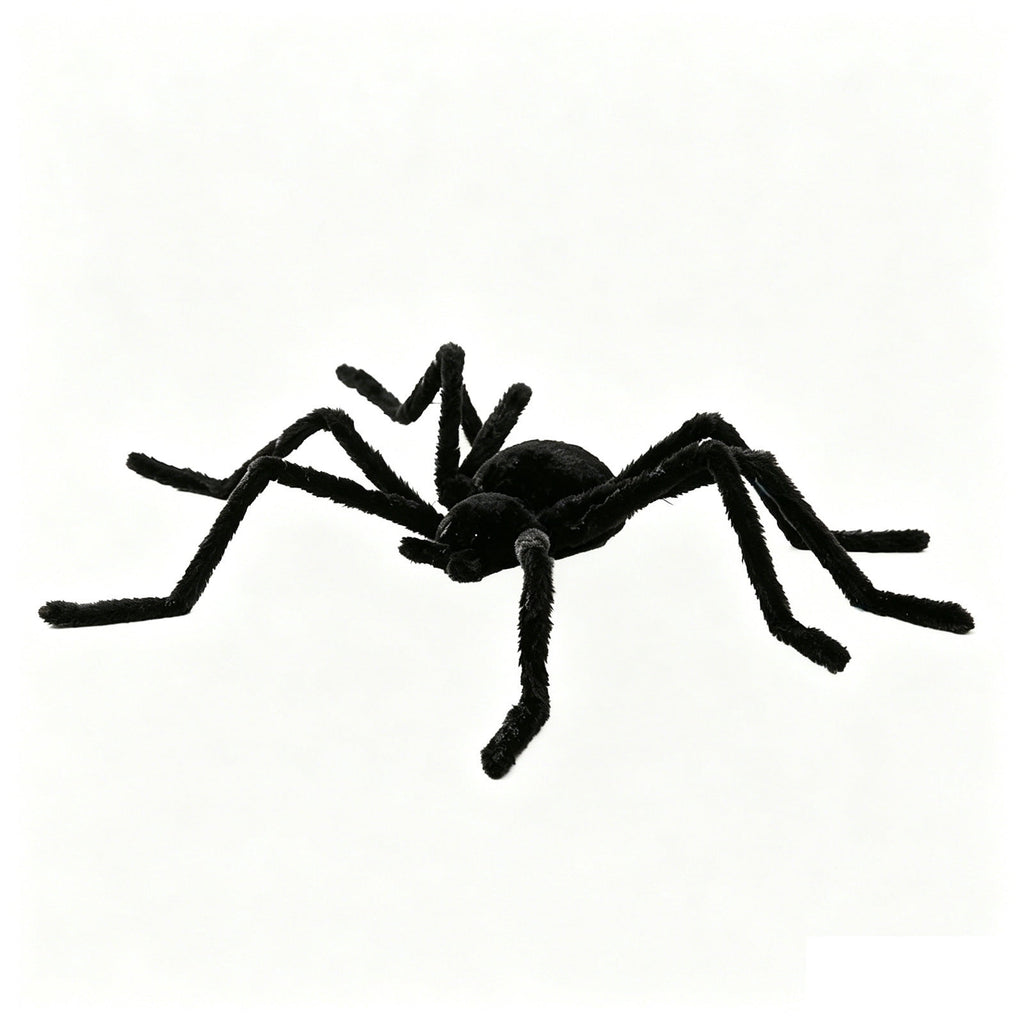 Qocolcyl 29.5in Voice Activated Giant Black Furry Spider Halloween Decor, Sound Controlled Crawling Plastic Spider Toy, Spooky Animated Prop for Indoor Outdoor Yard Bar Party Holiday Decor Gift
