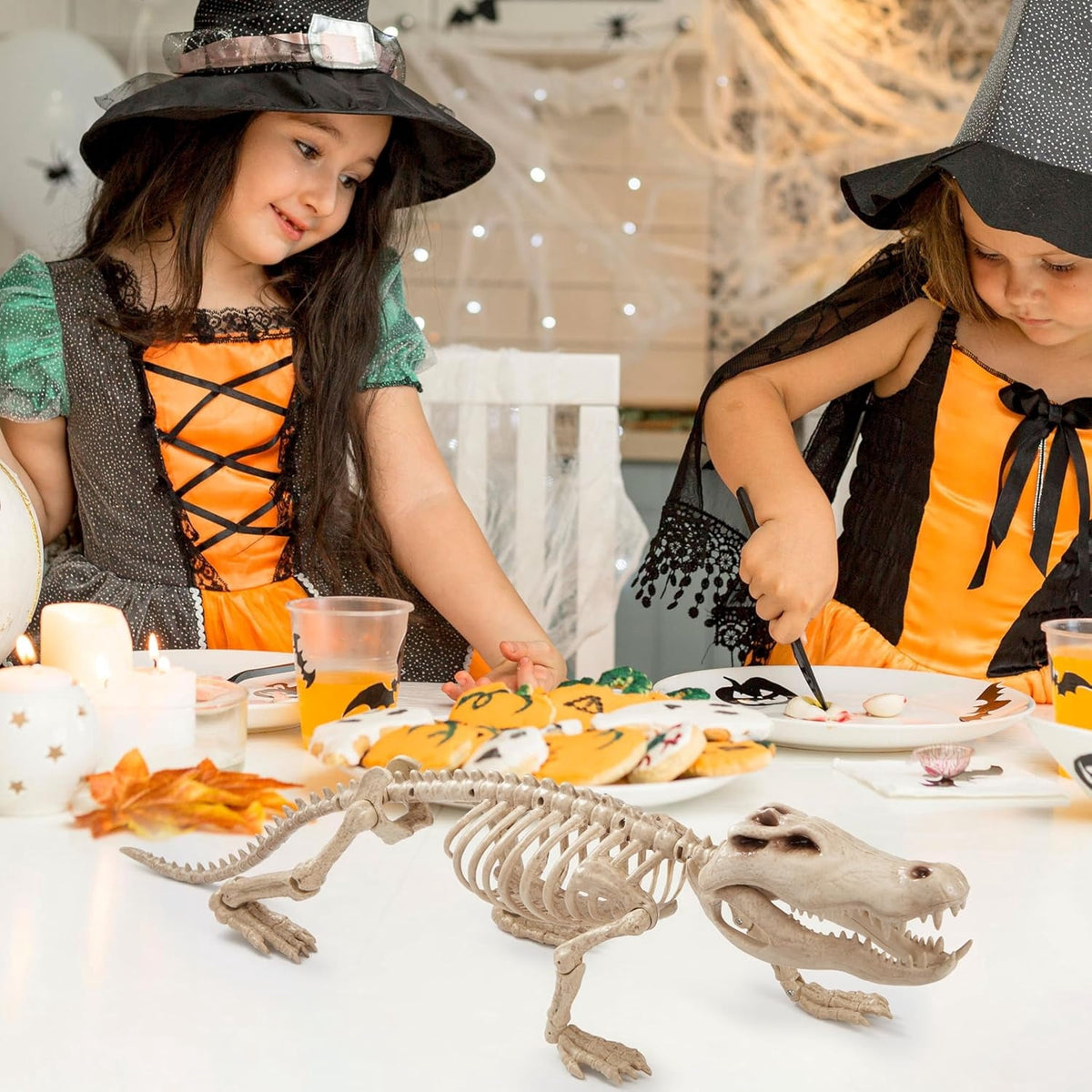 Joyfy 28" Crocodiles Skeleton Halloween Decorations with Posable Joints for Halloween Party Outdoor Indoor Decor