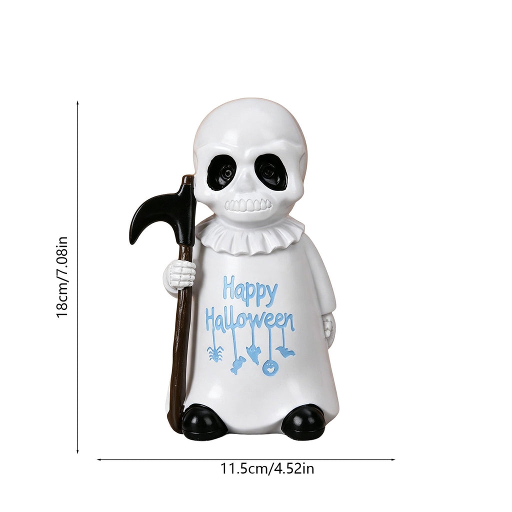 Halloween Ghost Figurine, Ghost Girl with Pink Bow & Hot Drink, Funny Ghost Statue Halloween Decor for Gift, Cute Spooky Tabletop Ornament for Home, Mantle, Desk & Party Decoration