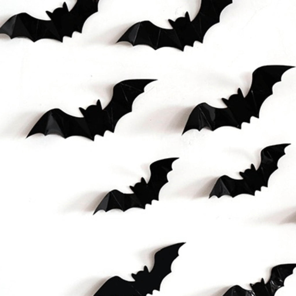 Moocorvic 16PC Halloween 3D Bats Decoration For Home Decor DIY Wall Decal Bathroom Indoor Hallowmas Party Supplies ,4 Different Sizes Realistic PVC Scary Black Sticker