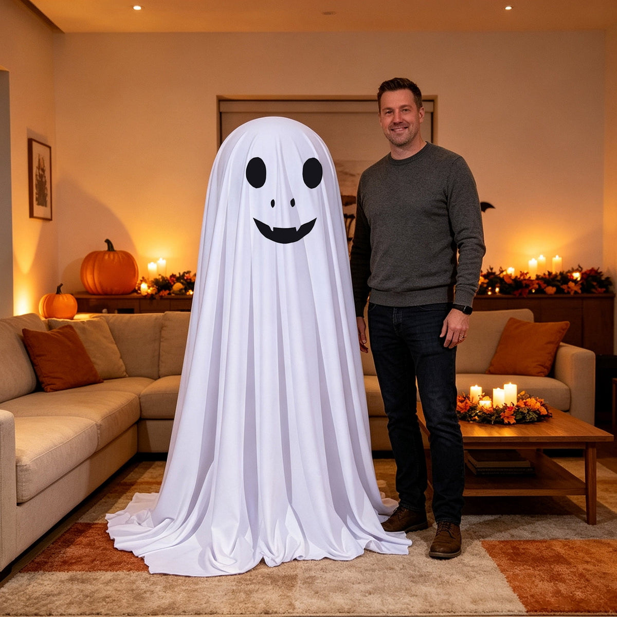 Aurorax Early Halloween Decorations Outdoor,Ghost Halloween Decoration 2 ft Realistic Waterproof Ghost Decor for Front Porch Yards Gardens Lawn Black