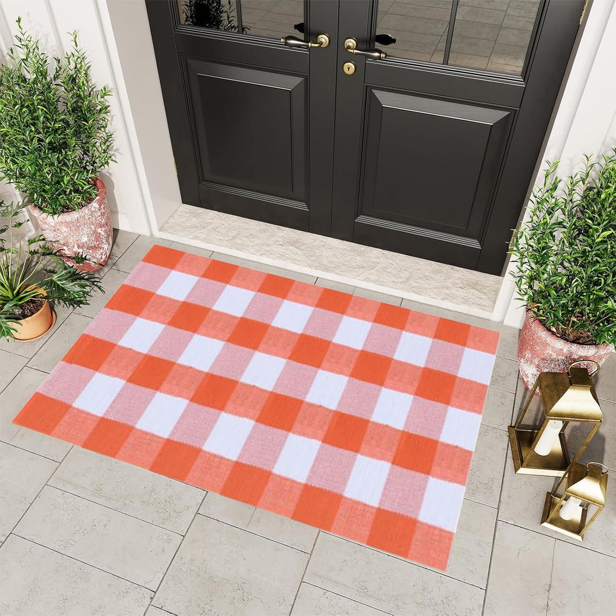 sruoe Fall Door Mat Absorbent Non-Slip Durable Halloween Decorations, Front Door Mat for Porch with Rubber Backing, Indoor Outdoor Entryway, Easy Clean Low-Profile Fade-Resistant.