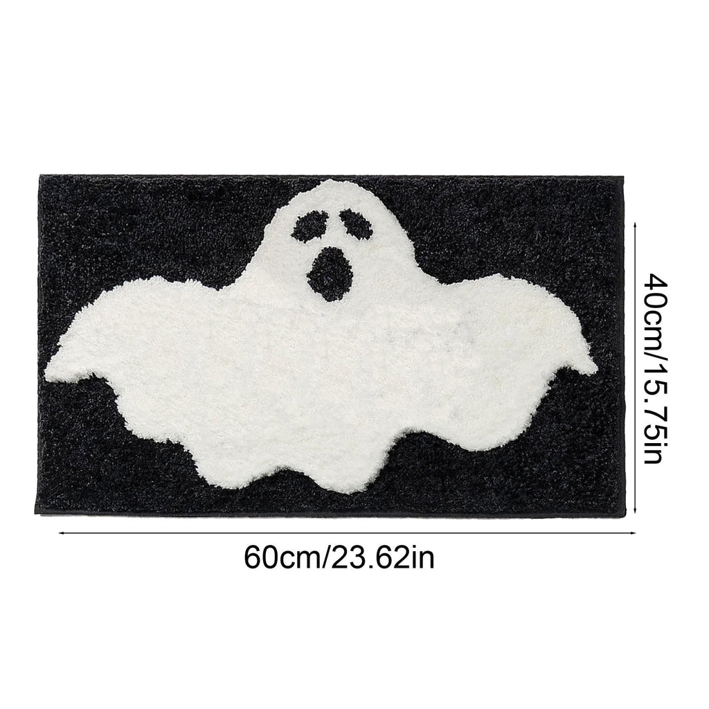 Halloween Bath Mat Ghost Multicolor Irregular Mat 27.56x17.72in Polyester Skidproof & Absorbent for Bathroom Entryway Living Room Halloween Door Mat by MPOISVA