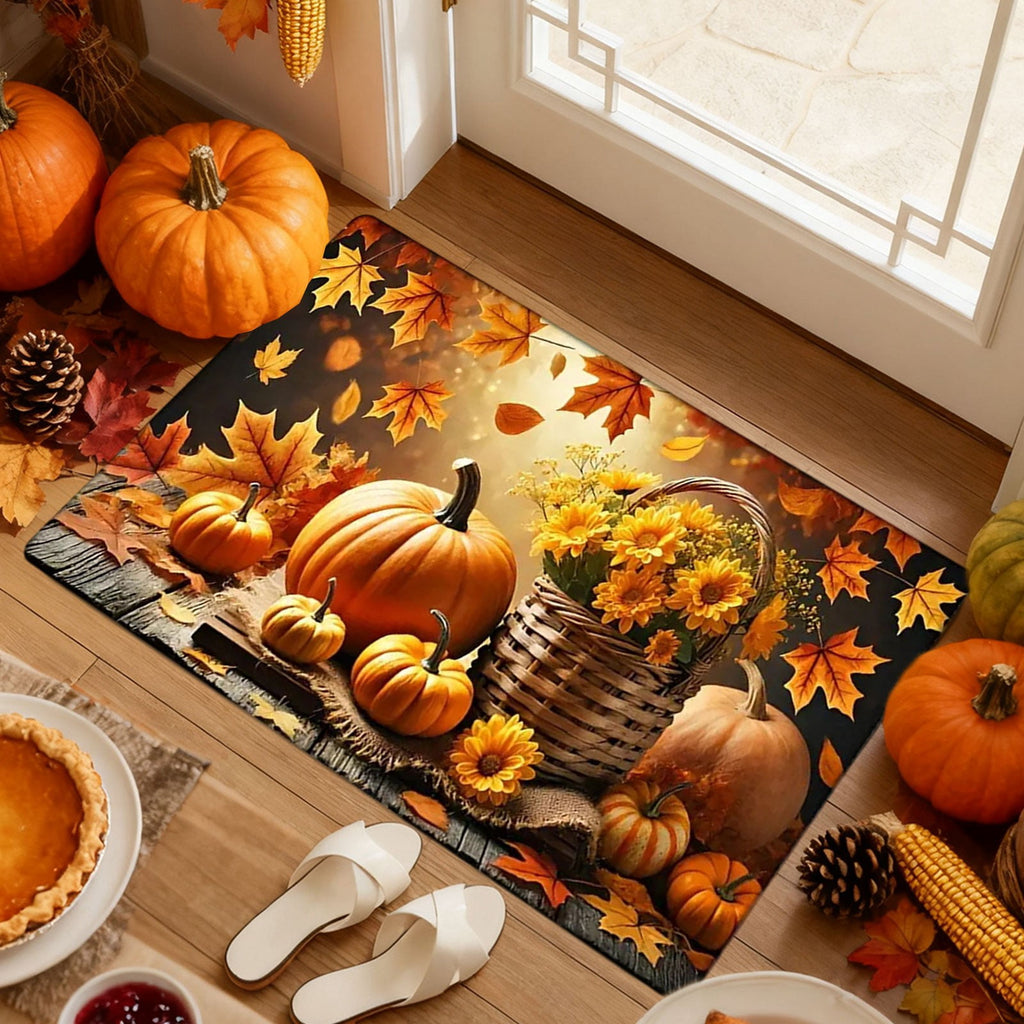 Autumn Door Mat for Entryway, 16x24 Inch, Fall-Themed Floor Doormat for Home Decor, Non-Slip Rug Mat for Living Room, Kitchen, Bedroom, Gifts for Fall Lovers (E)