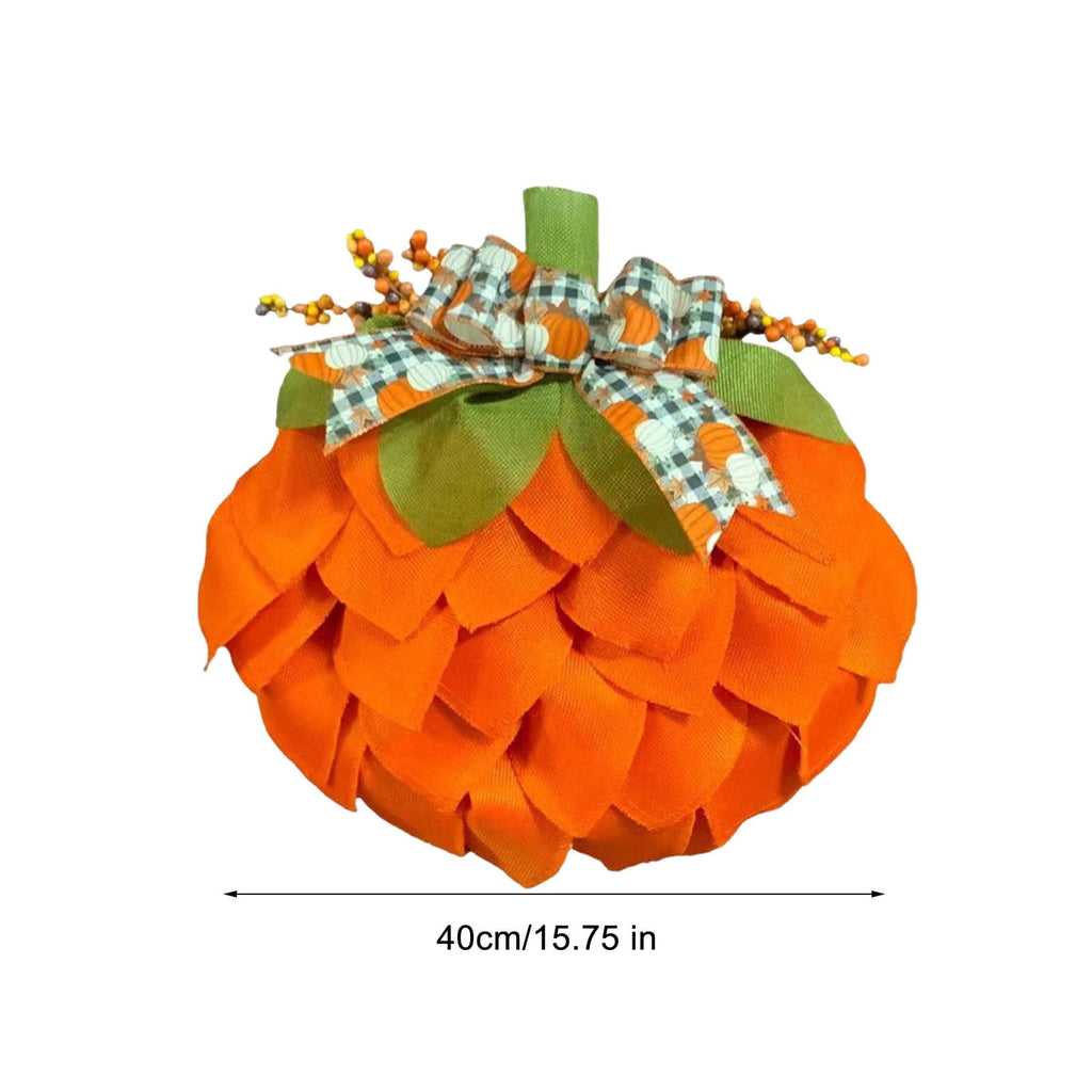 CASAFUN Autumn Pumpkin Wreath with Bows and Berries,Front Door Fall Decorations for Home Porch,Burlap Pumpkin Garland for Autumn Fall Halloween Christmas Thanksgiving Wall Decor