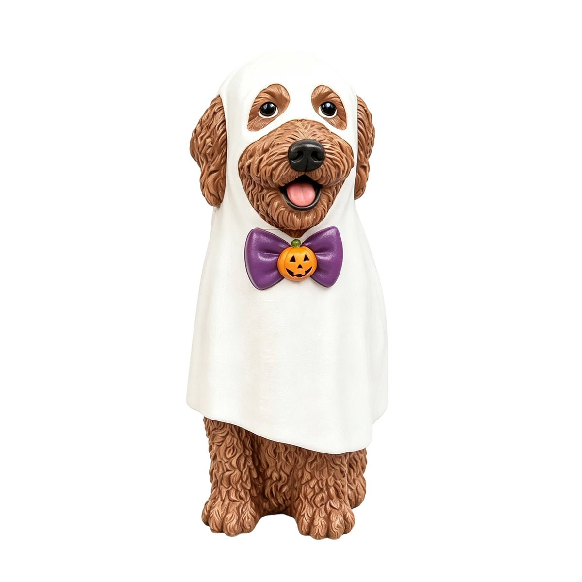 Clearance! Halloween Light‑Up Dog Figurine, 7.9in Scarecrow Dog Statue with Glowing Pumpkin, Waterproof Resin Table Yard Decor
