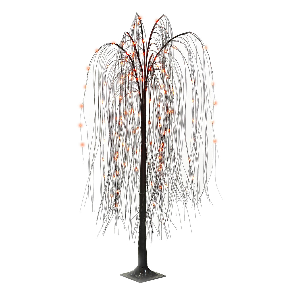 Indoor/Outdoor Battery-Operated 8-Function LED Color-Changing Willow Tree, Orange and Purple, 48", Halloween by Way To Celebrate
