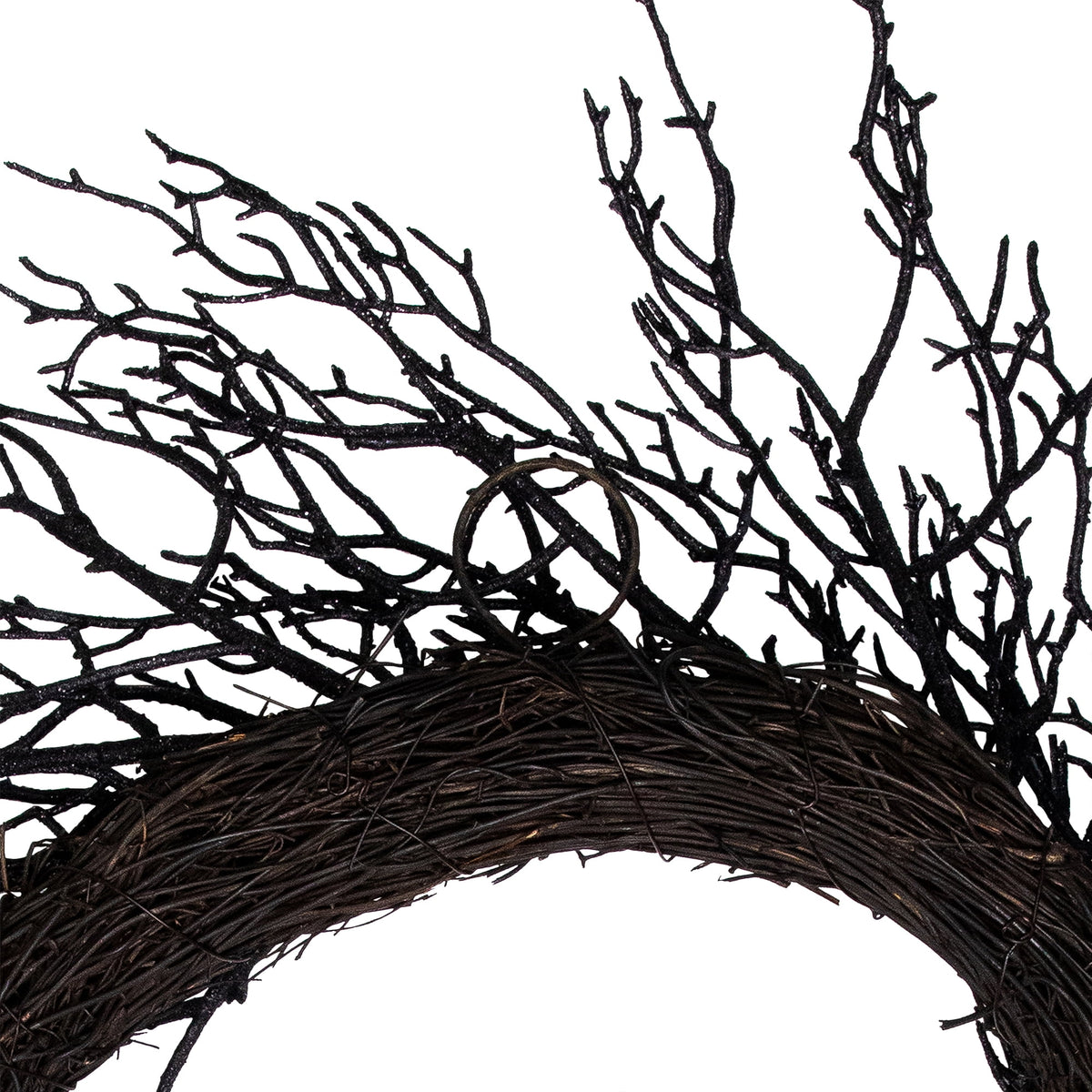 Northlight Glittered Twig Artificial Halloween Wreath - 24" - Black - Unlit