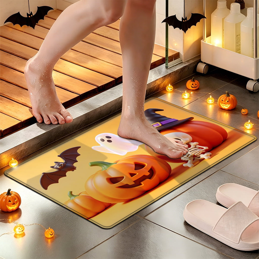 YIMEIS Halloween Pumpkin Lanterns Multi-purpose 1-Piece Flannel Mat and Kitchen Rugs,Soft Non-slip for Home Bedroom Bathroom