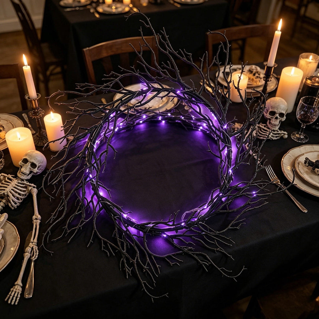 17" Halloween Wreaths for Front Door,Black Bats and Purple Spider Wreath,Spooky Gothic Outdoor Halloween Decoration For Halloween Party,Outdoor/Indoor Porch,Home Holiday Decor