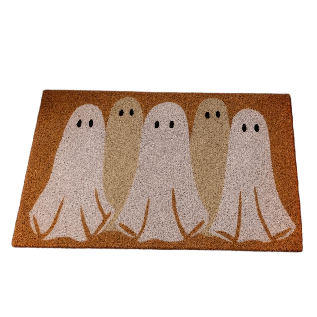 MYUNNIL Halloween Ghost Doormat, Rustic Farmhouse Natural Coir Soft Non-Slip Cute White Ghost Pattern Floor Rug, 18 x 30 Inch practical Decorative Entrance Door Mat for Indoor Outdoor Home Decor