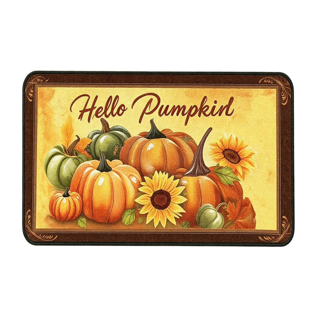 Yhmxh Fall Pumpkin Decorative Door Mat, Autumn Harvest Welcome Entryway Rug, Non‑Slip Absorbent Front Doormat, Seasonal Floor Mat for Indoor Outdoor Halloween Home Decoration 15.7x23.6 Inch