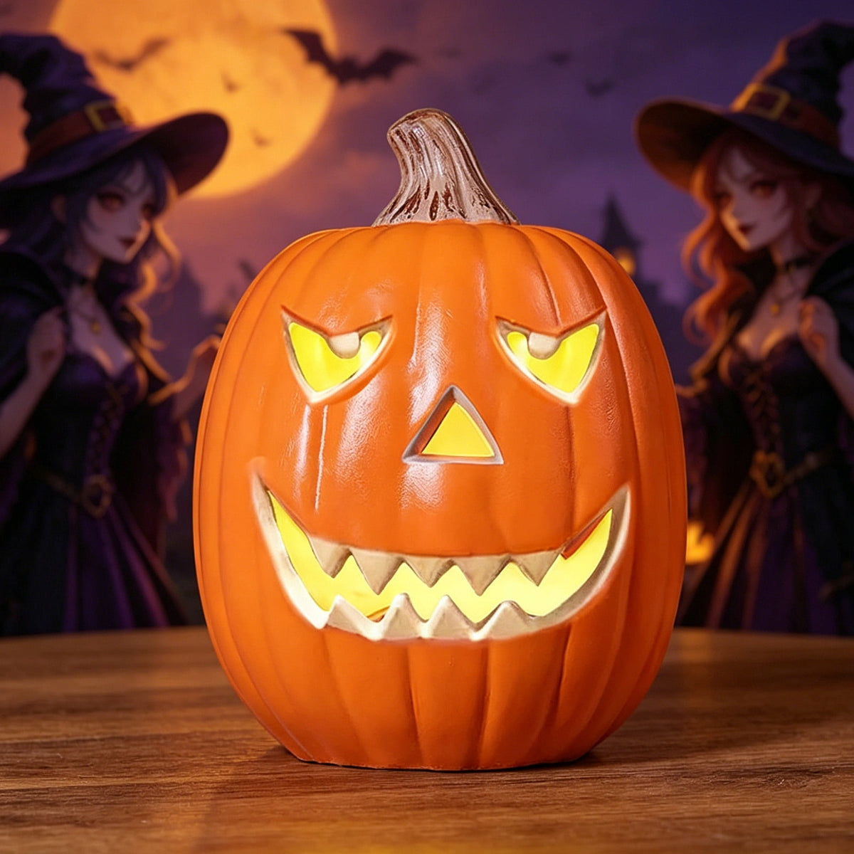 LEFXSMR Pumpkin Light, Glowing Large Plastic Pumpkin Decor with Led Lights, Waterproof Halloween Light for Yard Garden Outdoor Indoor Decor