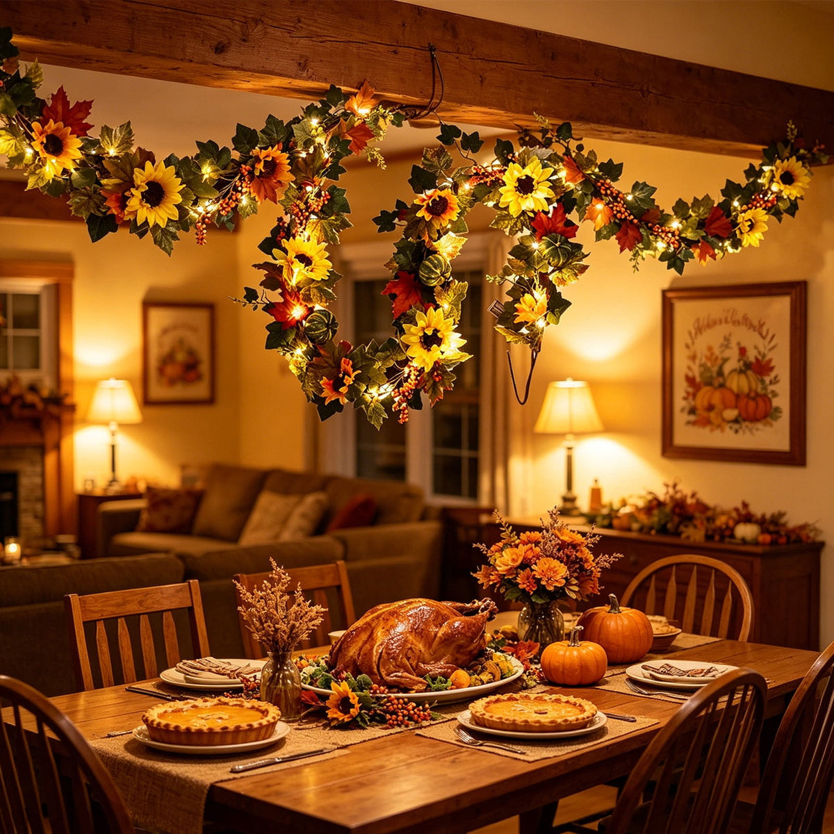 SPOORYYO 2Pcs Fall Maple Leaves Stems for Vase, Artificial Autumn Fake Leaves Decor, Maple Leaf Bushes Shrubs for Thanksgiving Halloween Home Farmhouse Table Centerpiece, 12.99" x 7.87"