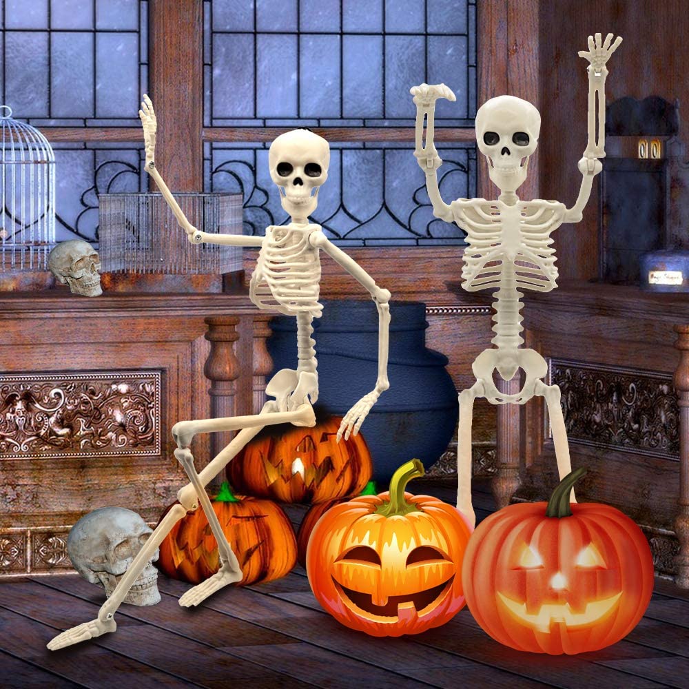 Happiwiz Skeleton Halloween Decor Adjustable Full Body White Plastic Decoration