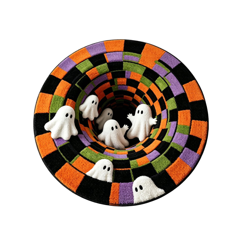 Win s Way 3D Illusion Round Halloween Rug Optical Illusion Doormat Non- Washable Entryway Decor Spooky Fall Front Door Mat for Party Decoration Available in 15.8/23.6/31.5 Inch