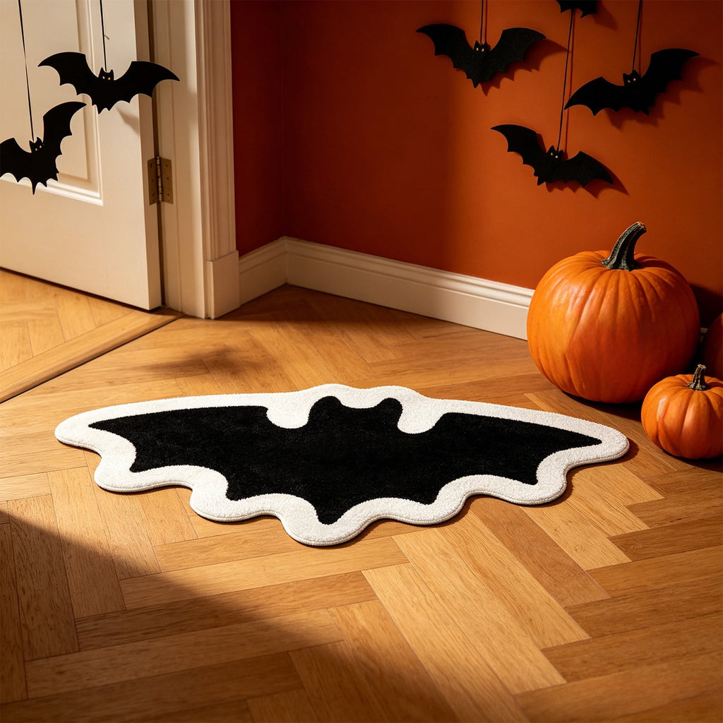 Halloween Decor White Ghost Rug 24x16 inches, Handmade Tufted Fluffy Aesthetic Area Rugs, Cute Soft Cool Non Slip Floor Carpet Bath mat, Living Room, Bathroom, playroom, Kitchen