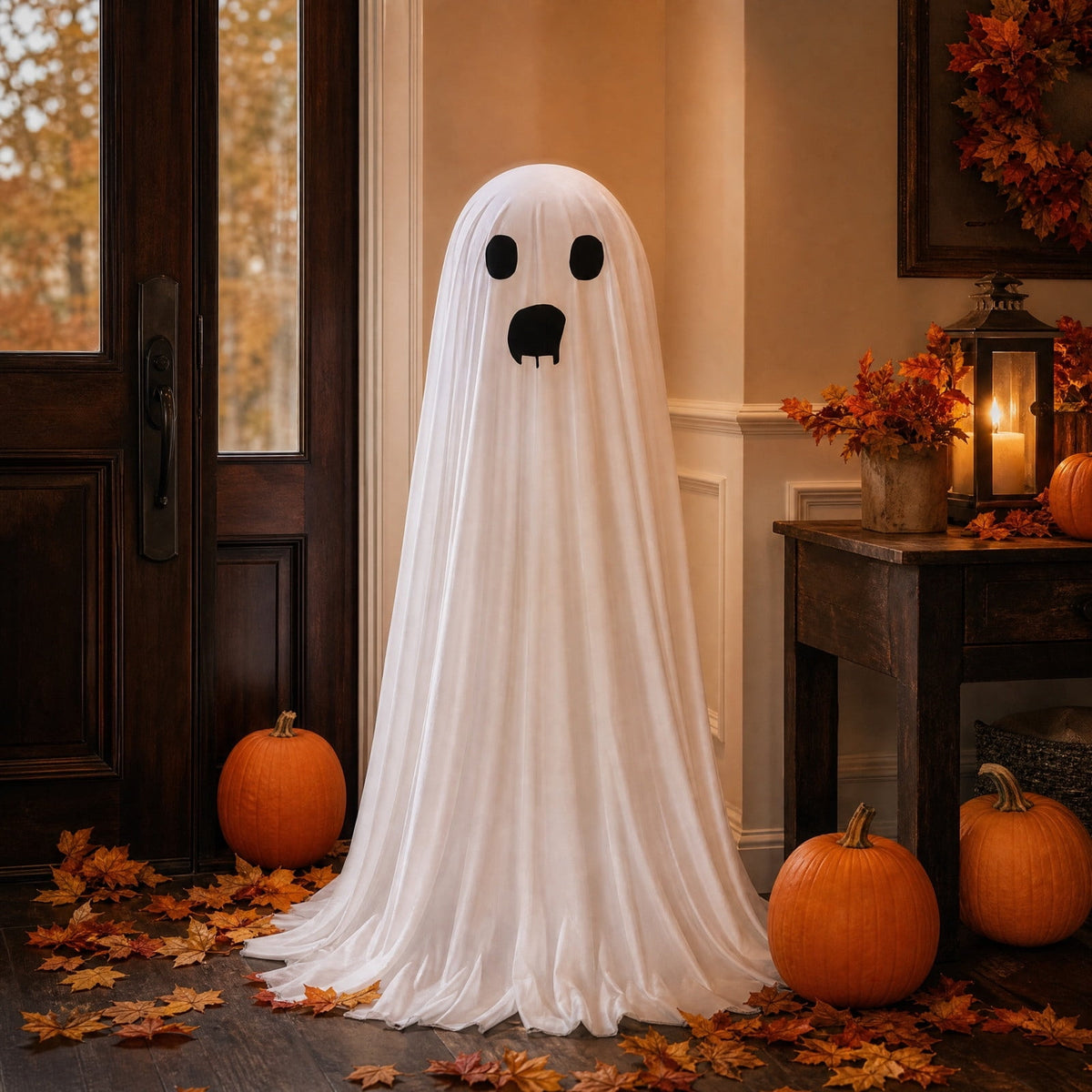 Aurorax Early Halloween Decorations Outdoor,Ghost Halloween Decoration 2 ft Realistic Waterproof Ghost Decor for Front Porch Yards Gardens Lawn Black