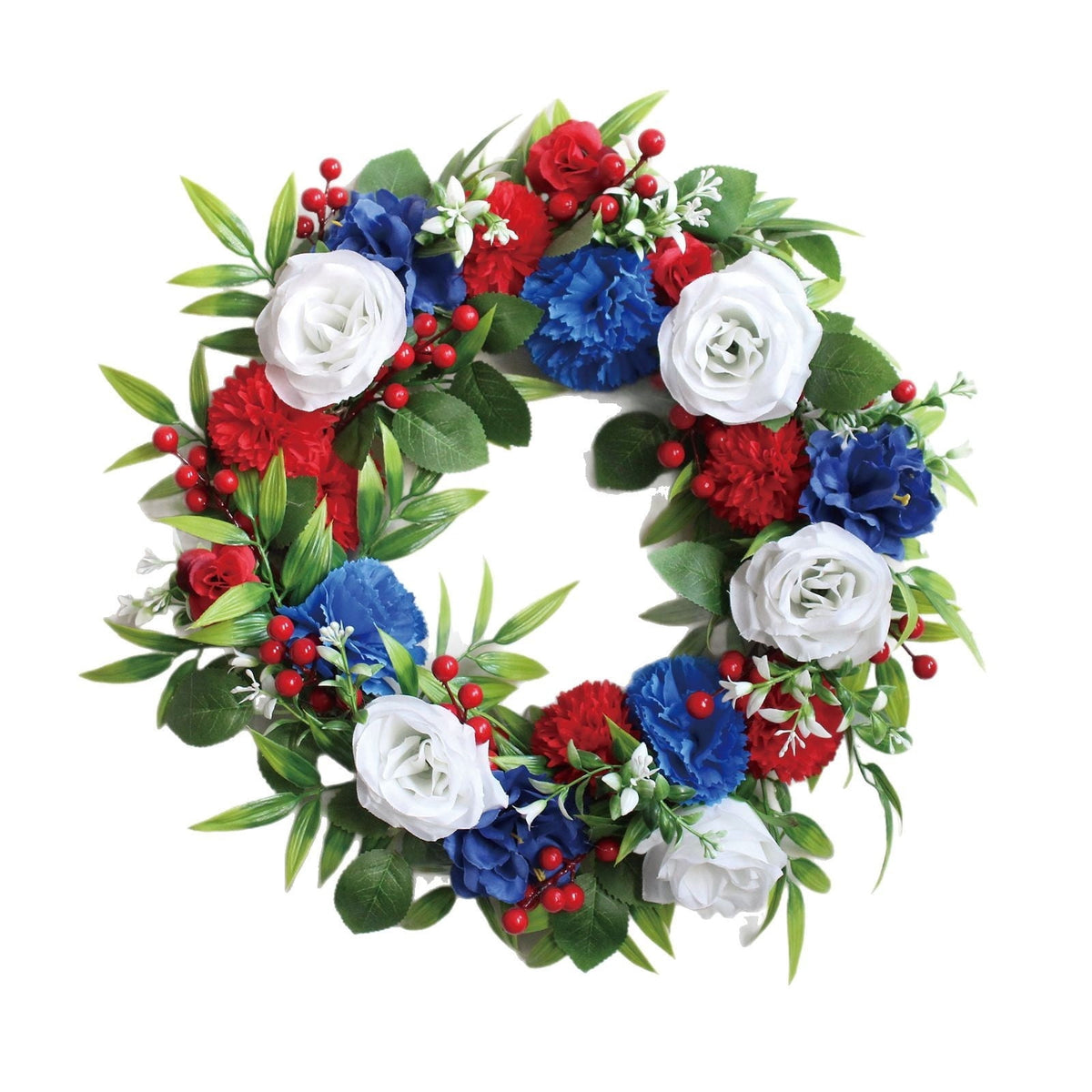 AZXY 20 Inch 4th of July Patriotic Wreath, Red White Blue Mesh Wreath with American Flag Star & Stripe Ribbons, Patriotic Americana Decor for Independence Day Memorial Day Front Door Indoor Outdoor
