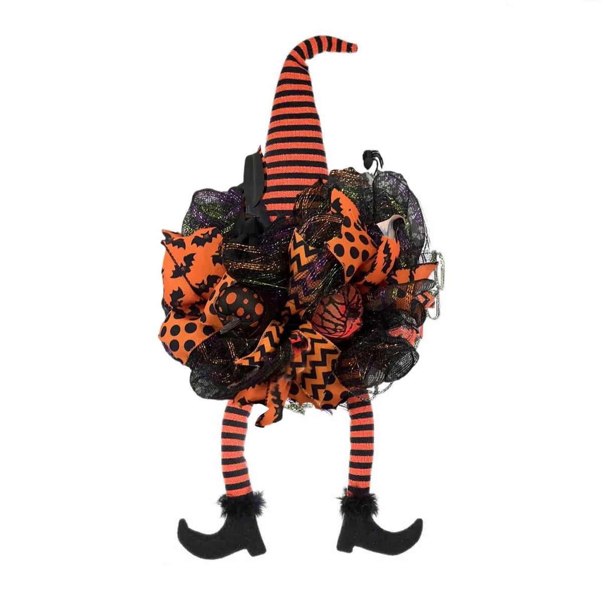 YOTQUSKI Halloween Wreath,Halloween Wreaths For Front Door,Witch Door Wreath Halloween Decorations,with Witch Hat Legs Hanging Lanyard for Party Decorations Indoor Outdoor