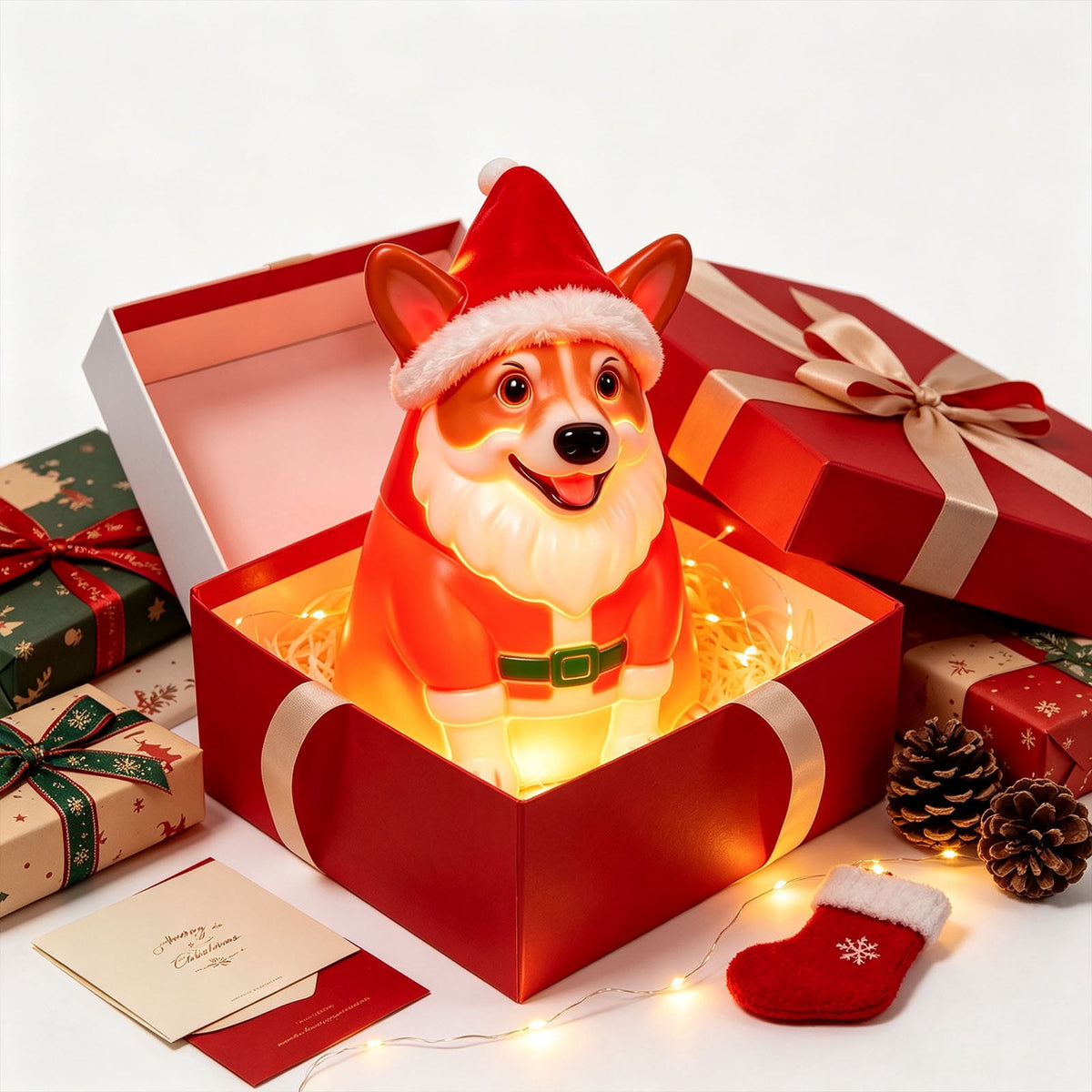 Clearance! Halloween Light‑Up Dog Figurine, 7.9in Scarecrow Dog Statue with Glowing Pumpkin, Waterproof Resin Table Yard Decor