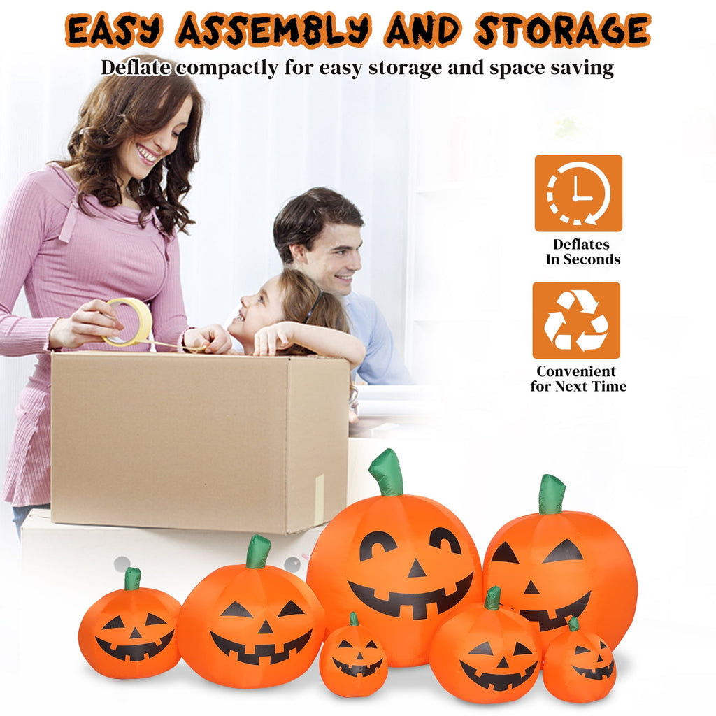 Zimtown 8 FT Halloween Inflatables Pumpkin, Halloween Decoration 5 Blow up Pumpkins,Ghost w/ Build-in LEDs for Halloween Party
