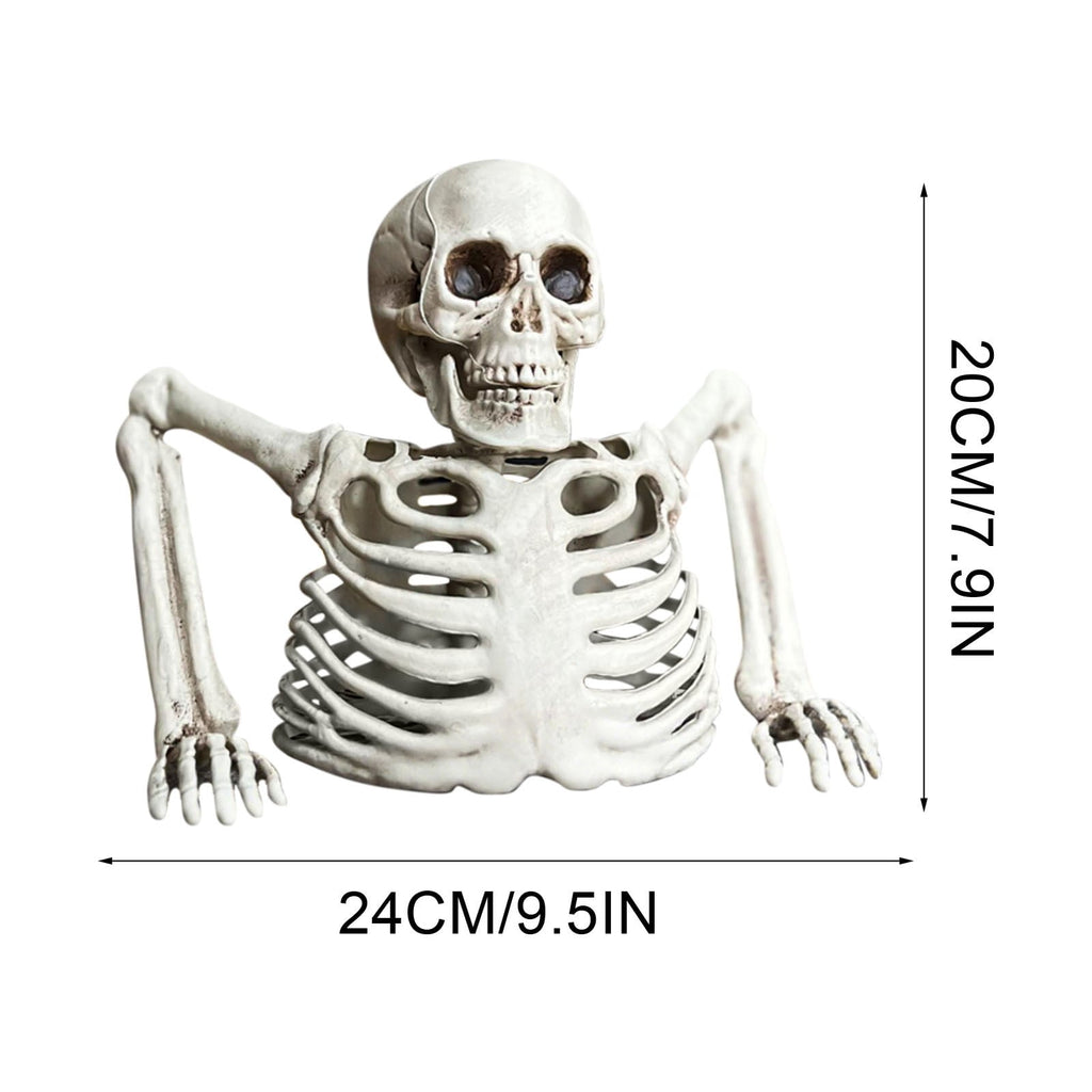 NOBRAND Halloween Decorations Outdoor Tabletop White Plastic Half Skeleton Halloween Prop Decoration