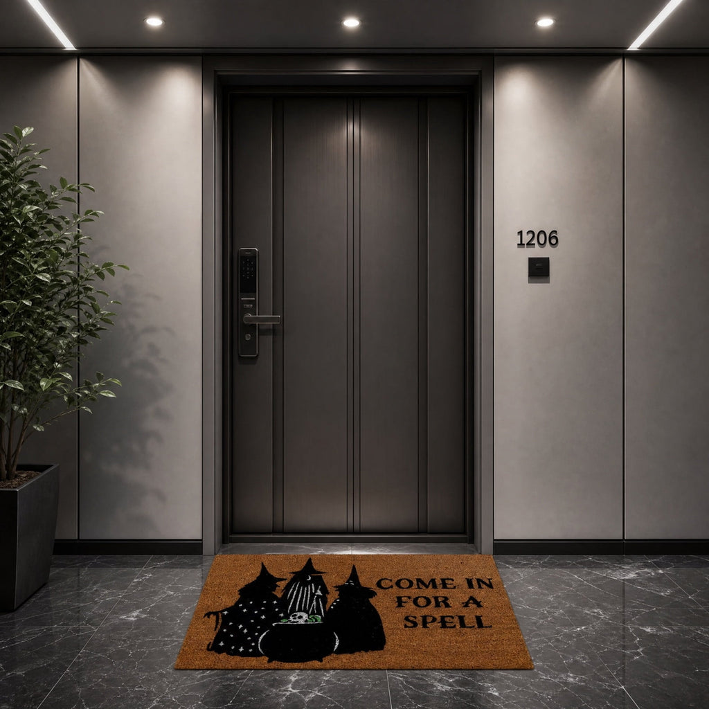 Halloween Pumpkin Crow Coir Doormat 23.6x15.7 Inch Fall Front Porch Welcome Mat Non Slip Seasonal Entryway Decor for Home Indoor Outdoor Display