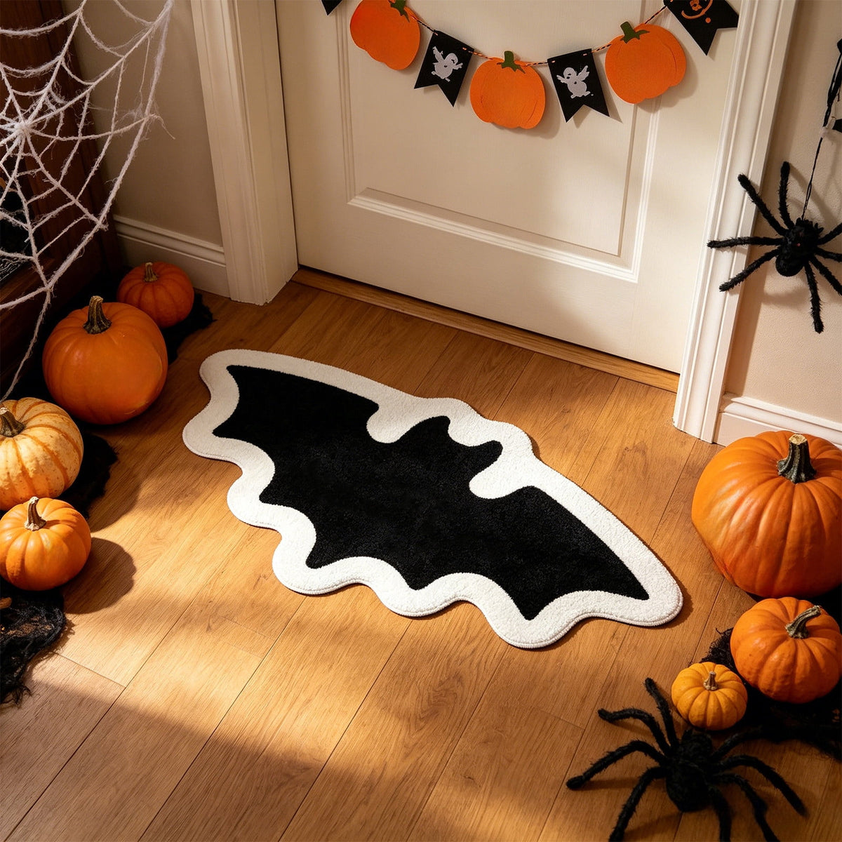 Halloween Decor White Ghost Rug 24x16 inches, Handmade Tufted Fluffy Aesthetic Area Rugs, Cute Soft Cool Non Slip Floor Carpet Bath mat, Living Room, Bathroom, playroom, Kitchen