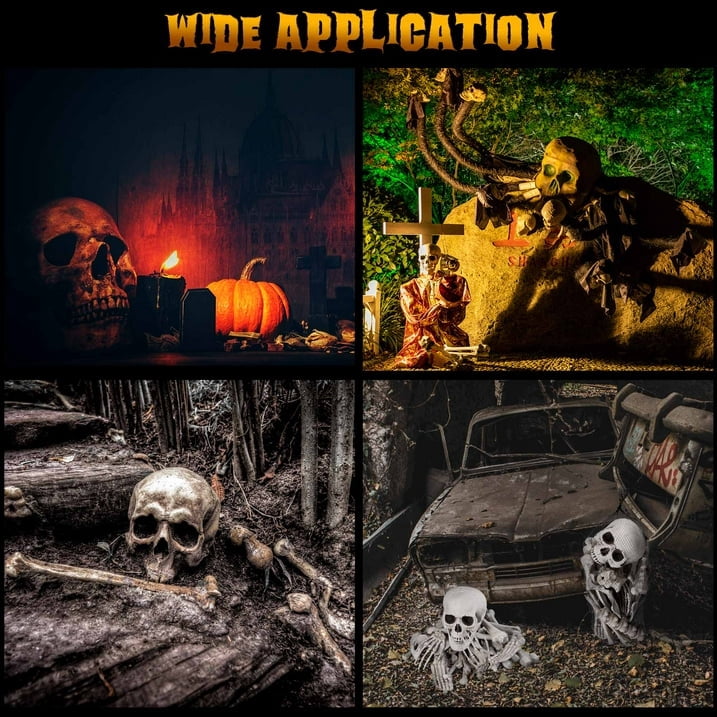2025 Bag of Bones - 28 Pc Realistic Skeleton Bones & Skull Set for Halloween Decor (Lifesize Horror Props, DIY Party Scatter)