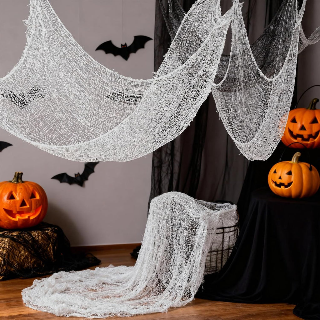 CQHVKQ 5 Pack of Halloween Creepy Gauze Cloth Decoration Set, Indoor Outdoor Black Scary Halloween Gauze Tapestry Decor, Spooky Decorations for Home, Yard, Haunted House & Party Supplies, 72" x 30"