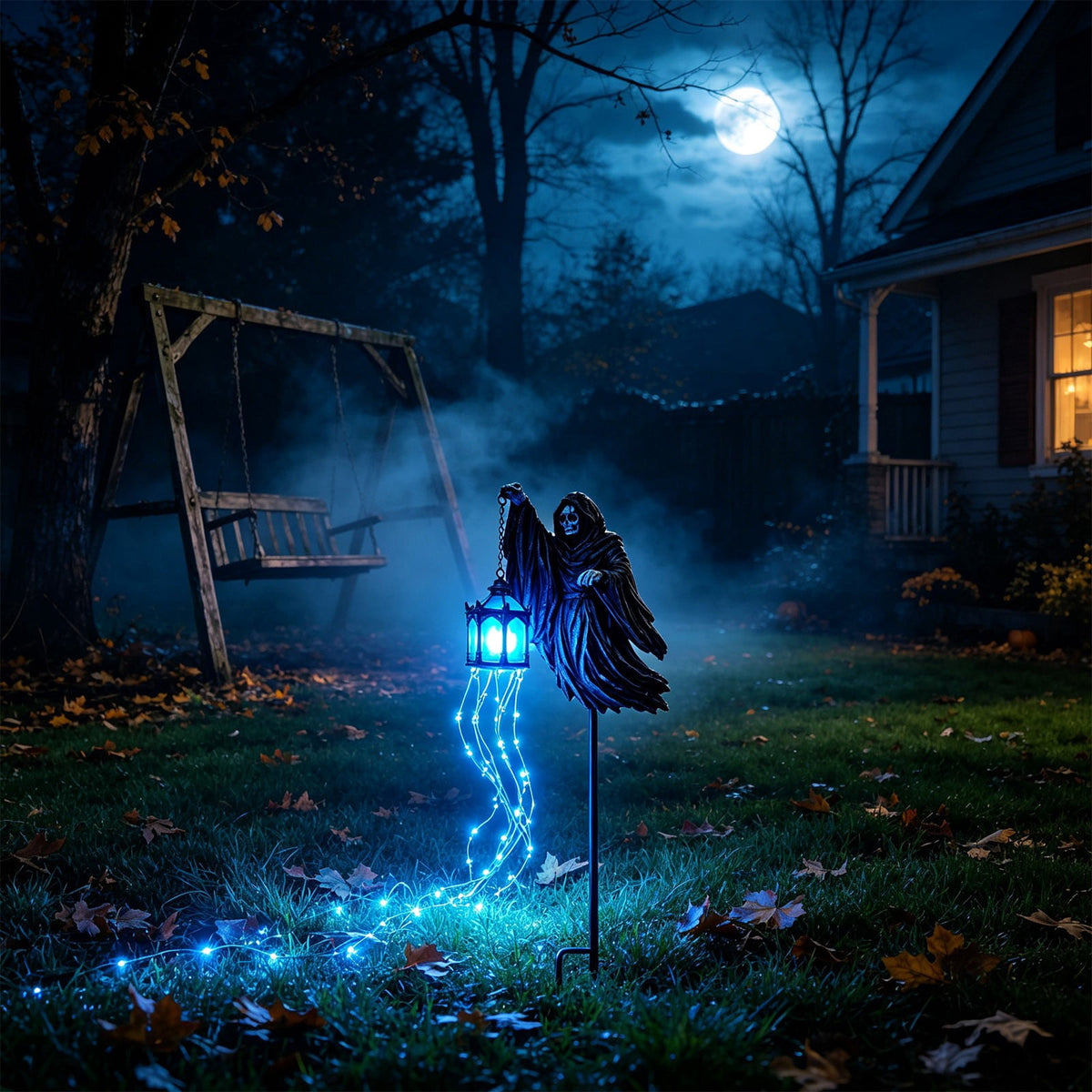 Halloween Solar Garden Stake Light,Metal Hanging Pumpkin Lantern Waterproof for Yard Lawn Proch