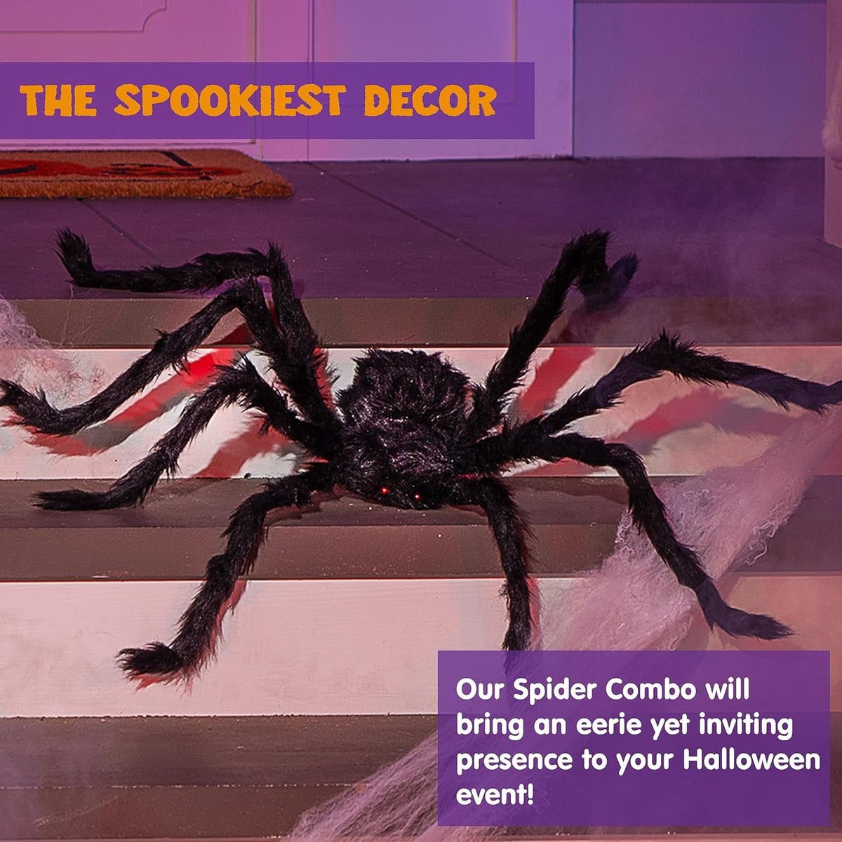 Joyfy 6.5 ft Giant Spider Halloween Decorations,Scary Spider Halloween Outdoor Party Decorations Props Halloween Yard Decorations,Black