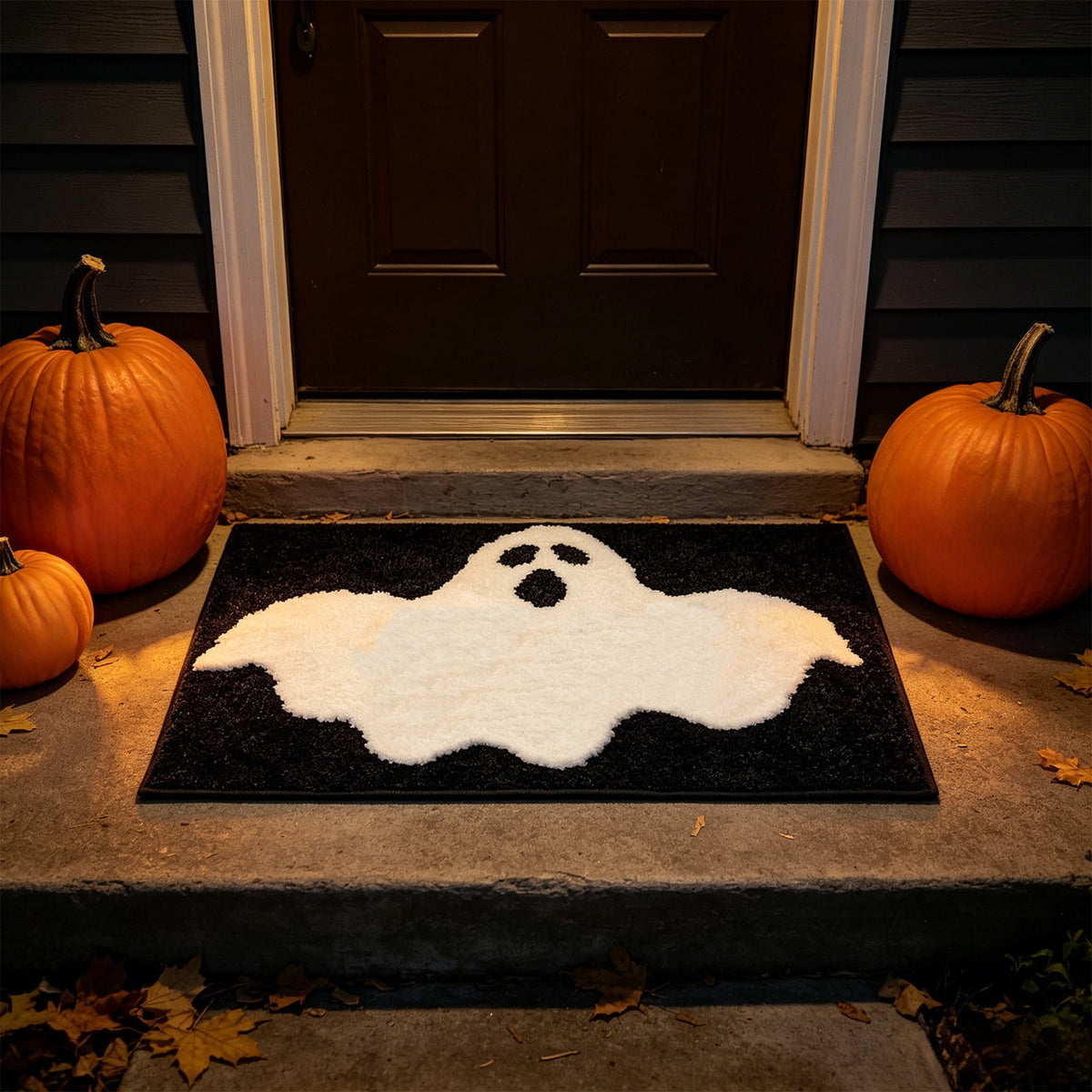 Halloween Bath Mat Ghost Multicolor Irregular Mat 27.56x17.72in Polyester Skidproof & Absorbent for Bathroom Entryway Living Room Halloween Door Mat by MPOISVA