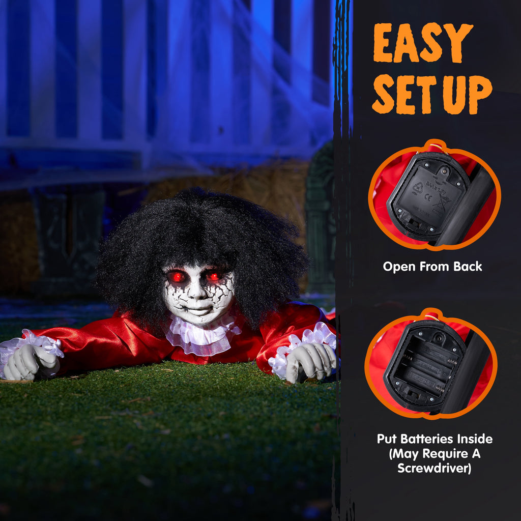 Joyfy Halloween Groundbreaker Halloween Decorations Zombie with Sound and Flashing Eyes,Outdoor Scary Halloween Yard Decorations,Haunted House Decorations